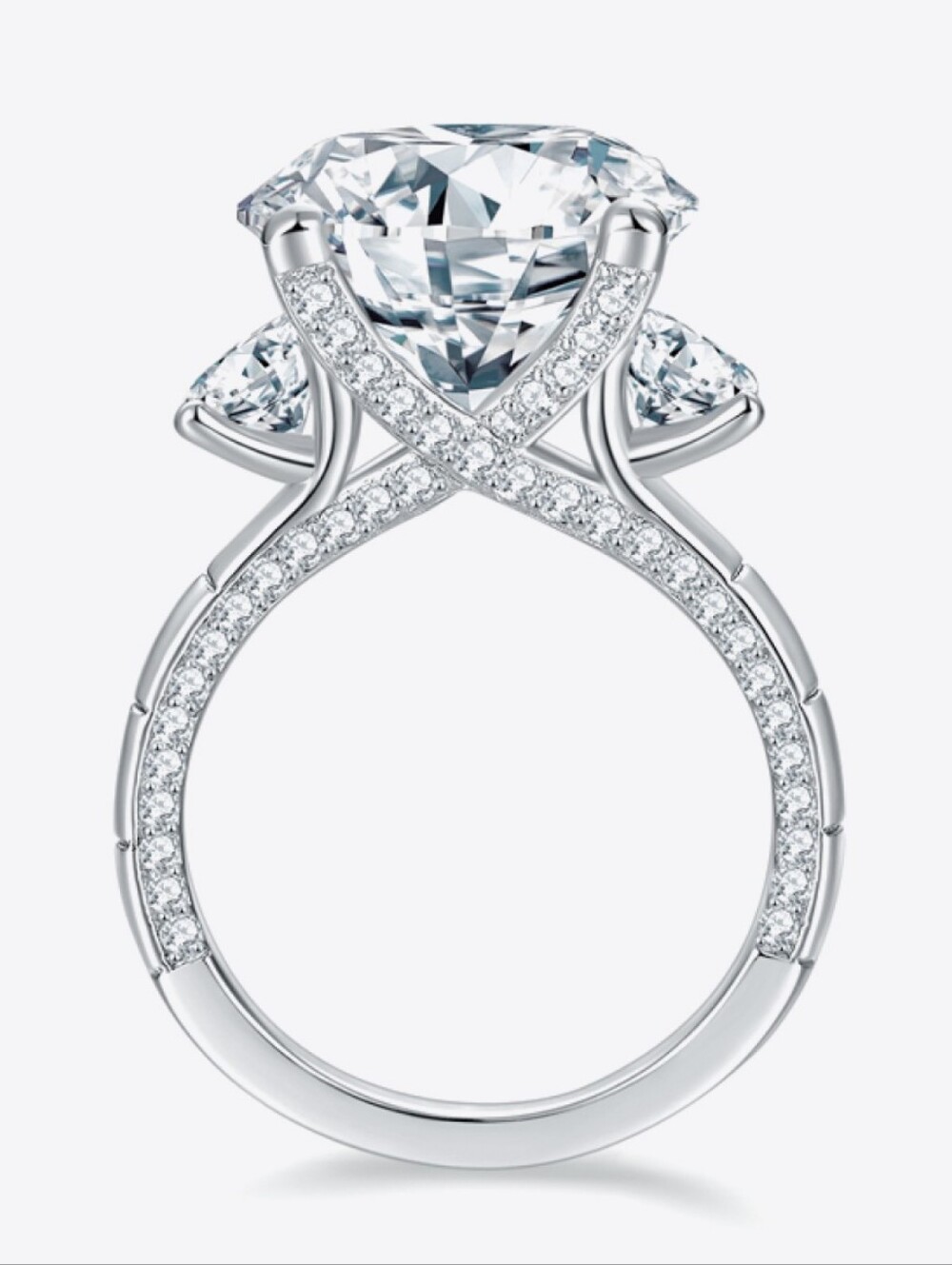 8.6 Carat Moissanite Platinum-Plated Ring, New In Box